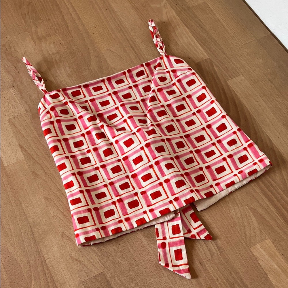 Zara Red and White Square Pattern Camisole